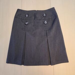 Reitmans Charcoal A-Line Skirt with Button Detail